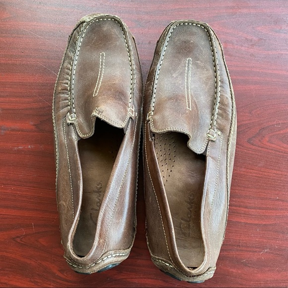 Clarks men’s leather upper driving moccasins 12M - Picture 2 of 8